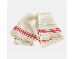 LOBERON Theedoek set van 2 Norisse linnen/rood