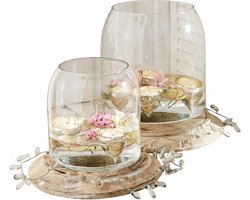 LOBERON Windlicht set van 2 Bran helder/antiekwit