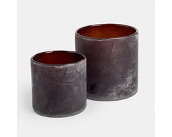 LOBERON Windlicht set van 2 Brannora bruin