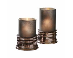 LOBERON Windlicht set van 2 Eirun blauw/zilverkleurig