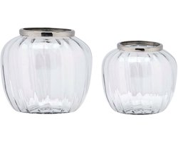 LOBERON Windlicht set van 2 Fioren helder/zilverkleurig