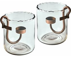 LOBERON Windlicht set van 2 Lynn helder/antiekzwart