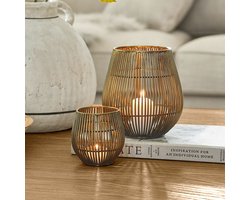 LOBERON Windlicht set van 2 Pontarino antiekmessing