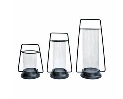LOBERON Windlicht set van 3 Mirandel zwart