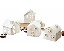 LOBERON Windlicht set van 4 Country wit