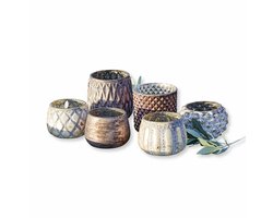 LOBERON Windlicht set van 6 Fajolle grijs/goudkleurig