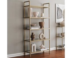 Locelso Boekenplank | Gehard Glas | Metalen Frame | Goud