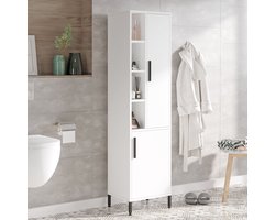 Locelso multifunctionele kast wit melamine 18 mm dik metalen frame - Emob - Badkamer kolomkast - Wit - Melamine