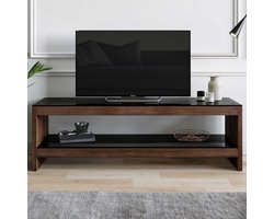 Locelso TV-meubel | 100% massief grenenhout | 8mm dik | gehard glas | walnoot