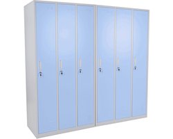 Locker Boston T829, afstortkluisje Lockerkast, metaal 6 vakken ~ blauw
