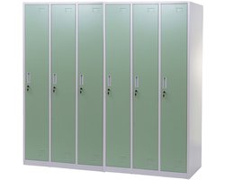 Locker Boston T829, afstortkluisje Lockerkast, metaal 6 vakken ~ groen