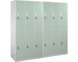 Locker Boston T829, lockerkast kluisje, metaal 12 vakken ~ groen