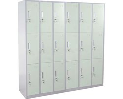 Locker Boston T829, lockerkast kluisje, metaal 18 vakken ~ groen