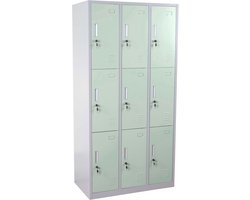 Locker Boston T829, lockerkast kluisje, metaal 9 vakken ~ groen
