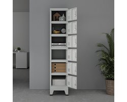 Lockerkast Joroinen 180x38x45 cm staal met 6 deuren grijs