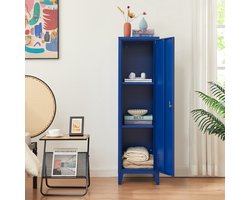Lockerkast Kurikka metaal 137x38x38 cm blauw [en.casa]
