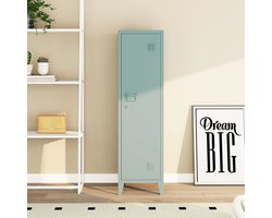 Lockerkast Kurikka metaal 137x38x38 cm grijsblauw [en.casa]