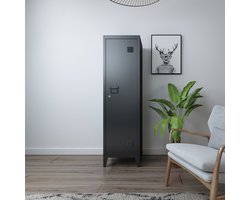 Lockerkast Kurikka metaal 137x38x38 cm zwart