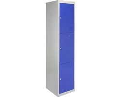 Lockerkast metaal - blauw - 180x38x45 cm - driedeurs flatpack