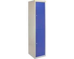 Lockerkast metaal - blauw - 180x45x38 cm - tweedeurs flatpack