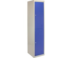 Lockerkast Metaal - Blauw - Tweedeurs - Flatpack - 38cm(B)x45cm(D)x180cm(H) - Ventilatie - 2 GRATIS magneten - lockers kluisjes