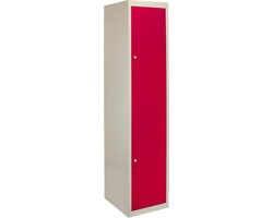 Lockerkast Metaal - Rood - Tweedeurs - Flatpack - 38cm(B)x45cm(D)x180cm(H) - Ventilatie - 2 GRATIS magneten - lockers kluisjes