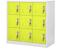 Lockerkast - Opbergkast Kleedkamer - Spullen Opbergen - Met Slot en Plank - 90x45x925 cm - Lichtgrijs en Groen