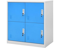 Lockerkast Staal - Opbergkast Kantoor - Spullen Opbergen - Modern Design - 90x45x925 cm - Lichtgrijs Blauw