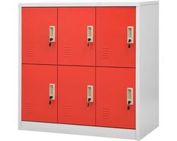 Lockerkasten Set - Opbergkasten Staal - Spullen Opbergen - Modern Ontwerp - 90x45x925 cm - Lichtgrijs Rood
