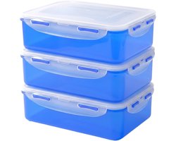 Lock&Lock Diepvriesbakjes - Meal prep bakjes - Vershoudbakjes - 1,6 liter - Set 3 stuks - 100% Lekvrij - BPA vrij - PFAS vrij - Lunchbox - Lunchtrommel - Broodtrommel - Magnetron bakjes met deksel - Diepvriesdozen - Bewaarbakjes - Blauw