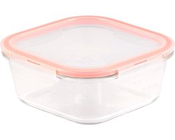 Lock&Lock Ovenschaal met deksel - Glazen vershoudbakje - Plastic deksel - Vierkant - 1,4 liter - 18,5 x 18,5 cm - LocknLock