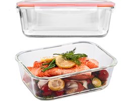 Lock&Lock Ovenschaal met deksel - Glazen vershoudbakjes - Glazen meal prep bakjes - Bewaarbakjes - Vershoudbakjes glas - Luchtdicht - 2 liter - Set van 2 stuks - LocknLock