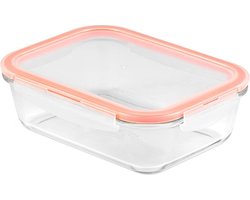 Lock&Lock Ovenschaal met deksel - Rechthoekig - 1 liter - 20 x 15 cm - Luchtdicht - BPA vrij - PFAS vrij - Ovenschotel - Glazen ovenschaal - Borosilicaatglas - Plastic deksel