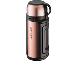 Lock&Lock Thermoskan - Isoleerkan - Koffiekan - Thermosfles - Thee en Koffie - Lekvrij - BPA vrij - PFAS vrij - 1,5 liter - Groot - RVS - Inklapbaar handvat - Koper Roze - LocknLock