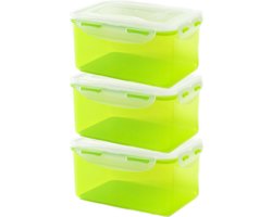 Lock&Lock Vershoudbakjes - Meal prep bakjes - Diepvriesbakjes - Diepvriesdozen - Magnetron bakjes met deksel - Bewaarbakjes - Vershouddoos - Lunchbox - Broodtrommel - Luchtdicht - Lekvrij - BPA vrij - 1,1 liter - Groen - Set 3 Stuks - LocknLock