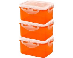Lock&Lock Vershoudbakjes - Meal prep bakjes - Diepvriesbakjes - Diepvriesdozen - Magnetron bakjes met deksel - Bewaarbakjes - Vershouddoos - Snackdoosjes - Luchtdicht - Lekvrij - BPA vrij - 470 ml - Oranje - Set 3 Stuks - LocknLock