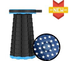 Locyop Opvouwbare kruk – Festival stoel - Klapstoel - Festival kruk - kamperen - Telescoop kruk - krukje - draagbare kruk - Voetensteun - Blauw met kussen