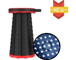 Locyop Opvouwbare kruk – Festival stoel - Klapstoel - Festival kruk - kamperen - Telescoop kruk - krukje - draagbare kruk - Voetensteun - Rood met kussen