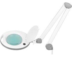 Loeplamp LED 5D met Schroefklem voor Manicure, Pedicure & Make-up – Professionele Aanrechtlamp met Vergrootglas en Verstelbare Arm – Elegante 6014 Wit