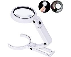 Loeplamp met LED Verlichting - Vergrootglas: 5X/11X - Bureaulamp - Tafel Loeplamp - Opvouwbare loeplamp - Diamond Painting Accesoire - Borduurlamp - Bureaulamp - 8LED - Lens met een diameter van 75 mm - Voor lezen, hobby's, sieraden maken en werkbank