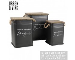"LOFT & METAL" 3-DELIGE METALEN OPBERGKISTENSET S: 28 x 28 x H41 CM – M: 34 x 34 x H47 CM – L: 41 x 41 x H51 CM