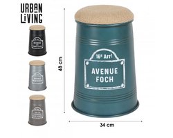 "LOFT & METAL" CONISCHE POEF MET ZITTING VAN JUTE, 4 ASSORTI KLEUREN D34XH48CM