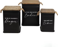 "LOFT & METAL" SET VAN 3 METALEN BOXEN S:28X28X41CM M:34X34X47CM L:41X41X51CM