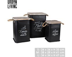 "LOFT & METAL" SET VAN 3 METALEN OPBERGKISTEN PM: 24X24X35CM MM: 28X28X41CM GM: 34X34X47CM