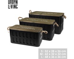 "LOFT & METAL" Set van 3 metalen opbergkisten - S: 52 x 28 x 26 cm, M: 62 x 32 x 32 cm, L: 68 x 36 x 36 cm