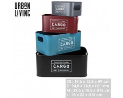"LOFT & METAL" Set van 4 Metalen Opbergkisten S:H9cm / M:H11cm / L:H13cm / XL:H15cm