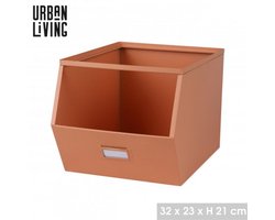 LOFT & METAL – Set van 4 metalen opbergvakken, zalmkleurig, met etiket – 32 × 23 × H21 cm