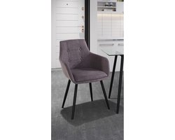 Loft24 | Bradford - Eetkamerstoel met armleuning in stof donkergrijs (80 x 57 x 58 cm)
