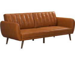 Loft24 | Brittany - Slaapbank 3-zits in kunstleer kameel (79 x 208 x 88 cm)