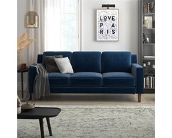 Loft24 | Brynn - Sofa 3 zits in fluweelblauw (83 x 193 x 79 cm)